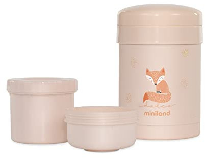 Miniland Thermetic Dolce Candy Isolierbehälter, 700 ml, doppelte Stahl-Isolierschicht mit zwei Innenbehältern, hält die Temperatur stundenlang kalt und warm.