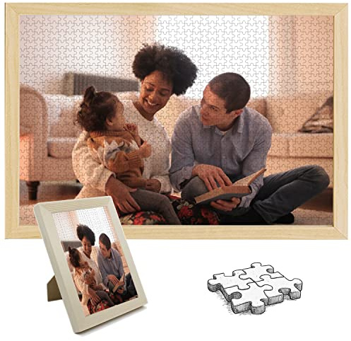 WERWAES Personalisierte Bilderrahmen Wand&Schreibtisch Deko Puzzle Upload Ihr Eigenes Bild auf Puzzle mit Holzrahmen Fotogeschenke