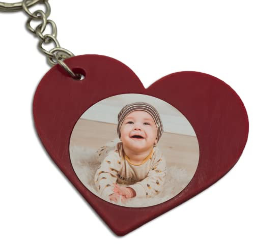 Herz Foto Rot Schlüsselanhänger personalisiert individuell mit Wunschfoto Wunschbild oder Text Geschenk Geschenkidee