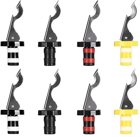 Aoyfuwell Bouchons de Bouteille avec Levier, 8 Pièces Bouchons de Bouteille de Vin d'Eau Bouteille de Bière, Universels Bouchon de Vin Réutilisable pour Vin, Champagne, Bière, Boissons