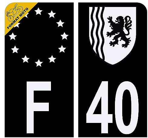 HADEXIA Aufkleber für Nummernschild, Motorrad, Département 40 Landes, schwarz, Plexiglasplatte