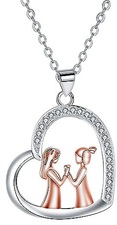 J.MUEN Schwester Halskette Silber 925 für Damen Herz Kette für Schwestern Bester Freund Freundschaft Schmuck Geschenke
