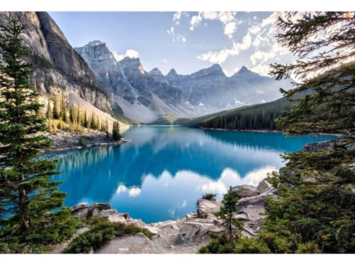 YongFoto 8x6ft Scenic Photo Backdrop Mountain Landscape Background Forest Lake Sky Panoramic Nature Photography Studio Backgrounds for Adults Hiking Picturesque Wall Decor Outdoor Photo Shoot Props