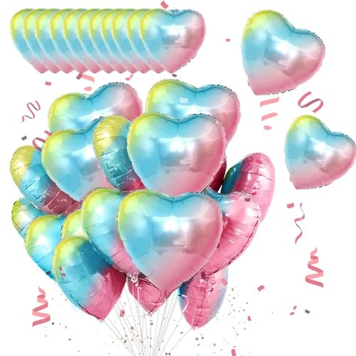 30 Stück 18 Zoll Herzballons,Herz Folienballon, Herzform Heliumballons für Party,Geburtstag,Valentinstag, Hochzeit, Verlobung,Muttertag Dekoration