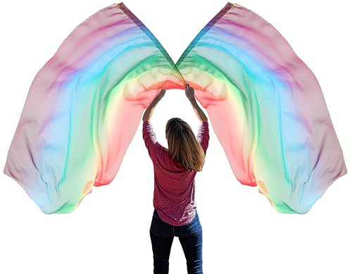 Wuchieal Anbetungsflaggen mit Stangen, drehender Schleier, Flaggen-Schal, Poi-Band, Outdoor-Flaggen für Kirche, 8#rot, blau, grün