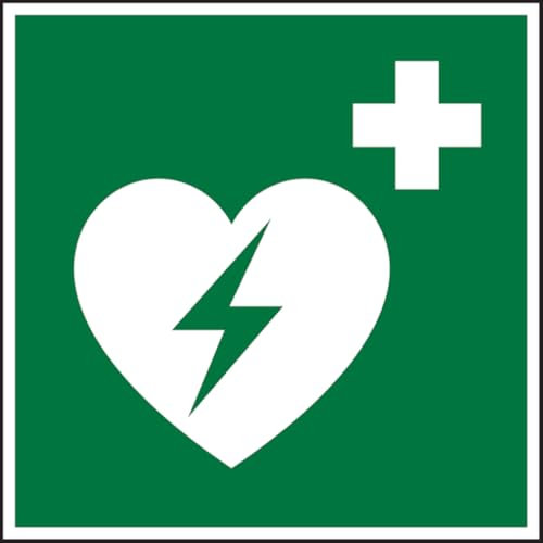 Dreifke® Aufkleber Rettungszeichen, Automatisierter Externer Defibrillator E010 | 200x200 mm | ASR A1.3 (DIN EN ISO 7010), 1 Stk
