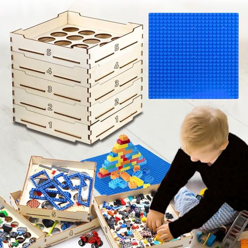 5 Tray Sorter Sifter Box Used for Lego, Storage Sorter Brick for Lego Blocks, Gift for Lego Lover, Gift for Teens and Adults, 4 Different Size Sorter Perfect for Multiple Building Blocks