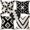 MIULEE Pack of 4er Kissenbezüge Outdoor wasserdichte Leinen Kissen wasserdichte Kissenbezug Gedruckte kissenhülle Für Zelt Park Bett Sofa Stuhl Schlafzimmer Dekorativ Balkon 40x40cm Schwarz Geometrie