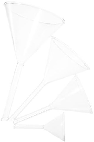 JECOMPRIS Entonnoir En Verre 4 Pièces Entonnoir Filtrant En Verre À Tige Courte Pour Laboratoires Scientifiques Et Cuisine À Domicile (40 60 75 90Mm)