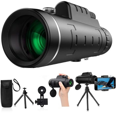 1pc 40x60 Monokulares Teleskop, einstellbare Nachtsicht monokulare, wasserdichte Nicht -Slip -Taschen -Teleskop mit Telefonhalter ＆ Stativ für Spiel, Camping, Vogelbeobachtung