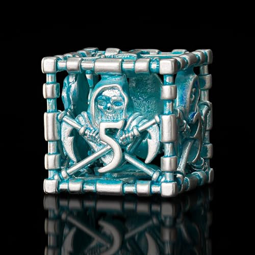 HNCCESG D&D-Würfel-Set, hohles blau-weißes Metall, Sensenmann-Würfel, polyedrisch, DND-Würfel, Rollenspiel, Gaming für Dungeons and Dragons, Tischspiel, MTG oder RPG (Blau und Weiß)