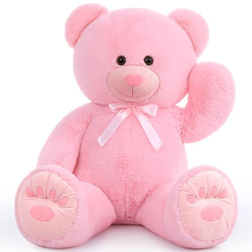 MorisMos 124cm großer teddybär XXL, Pink weich riesen teddys, Valentinstag Liebesgeschenk für Freundin Mädchen Partnerin Ehefrau Mutter Kinder