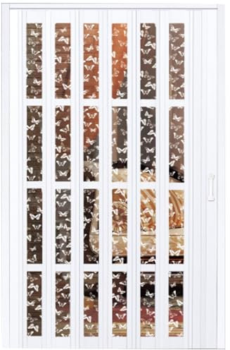 Puerta Plegable Puerta Plegable De Acordeón Interior De PVC, Puertas Correderas De Baño Portátiles Con Riel Superior, Puerta De Granero Simple/doble Multipliegue Para Dormitorio Comedor ( Color : Whit