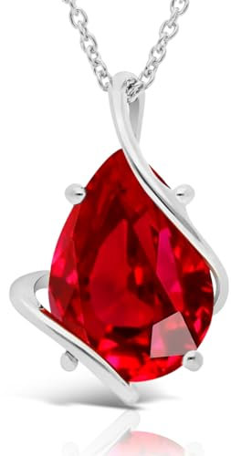 Planetys Damen-Halskette Weißgold 375/1000 Rubin, Birnenschliff, Gold, Rubin