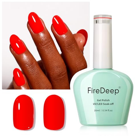 Firedeep 16ml Gel Nagellack, Neon Rote leuchtend Rote Farbe Soak Off UV LED Nagellack Frühling Sommer Nagelkunst Starter Maniküre Salon DIY zu Hause 1Pcs
