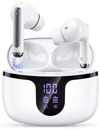 Wireless ear buds. Wireless[HiFi Stereo Sound] Bluetooth 5.3 Earbuds, 50H Playtime, Touch Control, Deep Bass Noise Cancelling Mic, Lightweight Headphones Wireless in-Ear with LED Display Charging Case