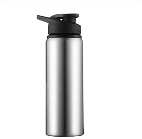 SJZZJSBX Borraccia Sportiva da 700 ml in Acciaio Inox, per Ciclismo all'aperto, Campeggio, Bicicletta, Portatile, con Coperchio, per Bici, Corsa, Sport, Viaggi (Argento)