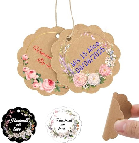 Personalisierte Anhänger zum Aufhängen, Dankeschön-Etiketten für Hochzeitsgeschenke, individuelle Geschenketiketten für handgefertigte Artikel mit Schnur (60 Muster zur Auswahl)