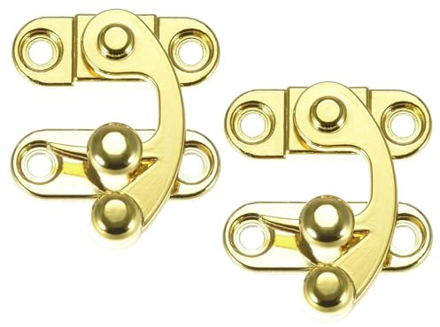 2 Pcs Antique Vintage Lock Clasp Right Latch Hook Hasp 33mmx28mm Swing Arm Latch Gold Tone