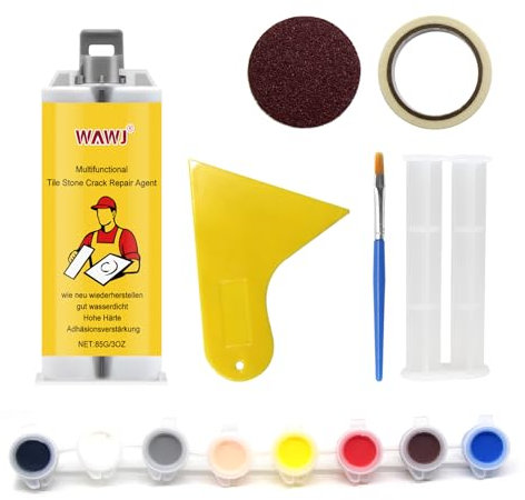 WAWJ® Multifunktionales Reparaturset für Fliesensteinrisse, Reparaturset für Fliesen, Granit und Marmor, Reparaturpaste für Keramikglasuren, Reparatur von Badewannensplittern mit starker Haftung