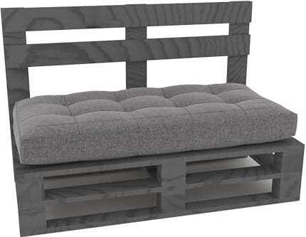 Lermowood Palettenmöbel Mpe Bank 120 x 80 cm Grau | Europaletten Indoor und Outdoor Lounge Gartenmöbel Holz Gartenmöbel Set Lounge Möbel Terrasse Balkon Loft Stil Paletten