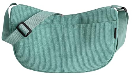 Cord-Halbmond-Tasche FüR Damen, UmhäNgetasche, Body-Dumpling-Tasche Mit Verstellbarem Schultergurt, Tragbare Halbmond-GeldböRse FüR Reisen, Arbeit, Schule, Den TäGlichen Gebrauch (Hellgrün)
