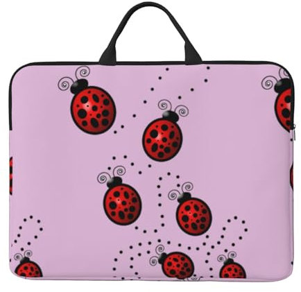 Art Ladybug Tracks Print Stilvolle 14 Zoll Polyester Laptoptasche Tragetasche Laptoptasche mit wasserabweisender Funktion, Schwarz, Einheitsgröße