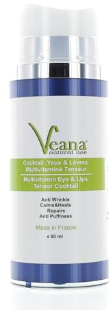 Eye & Lip Tensor Cocktail (80ml) 2in1 Kombi mit Hyaluron und Collagen gegen Falten und Fältchen rund um Augen und Lippen - Acht Wirkstoffe in einem Produkt