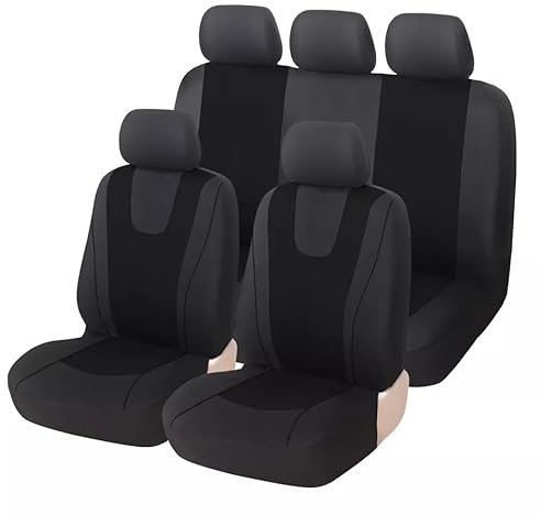 Auto Schonbezüge für VW ID.3 ID3 Pro/S/Pure/Pro Performance 2021-2025, 5 Sitzer Stoff Sitzbezug Schonbezüge Sets Vorne Hinten Atmungsaktiv Rutschfester Innenraum Zubehör,A Black