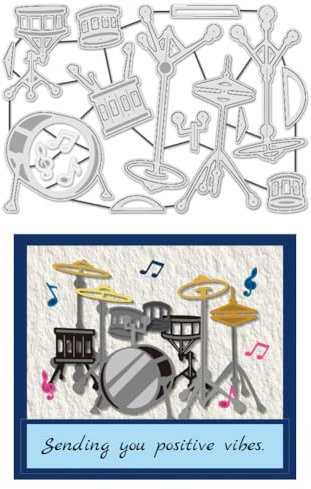UNICRAFTALE 17 Stück/Set Regaltrommel Stanzformen Zum Erstellen von Karten Musiktrommeln Stanzungen Metall Stanzformen Für Scrapbooking Stanzschablone DIY Prägung Papier Album Basteldekor