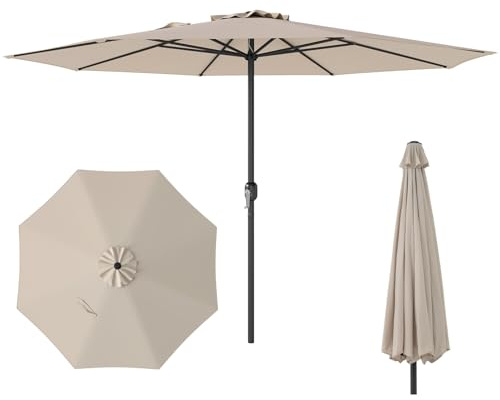 RELAX4LIFE Sonnenschirm 350 cm, großer Gartenschirm mit Kurbel, Terrassenschirm mit 8 Rippen, Balkonschirm UV Schutz, Marktschirm wasserabweisend, Kurbelschirm für Garten, Terrasse, Pool (Beige)