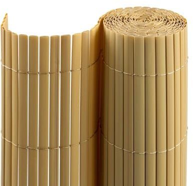 jarolift PVC Sichtschutzmatte Sichtschutzzaun, Balkon Sichtschutz Zaun für Garten Terrasse, Balkonverkleidung Privatsphäre Windschutz Wetterfest UV-beständig ohne Bohren, 100 x 400 cm, Bambus
