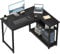 TRIUMPHKEY 100 * 80cm L Shaped Computer Desk with Reversible Large Storage Shelves, Corner Desk Computer Workstation Matching Under Desk Height Adjustable Storage, Home Office Work Table Black
