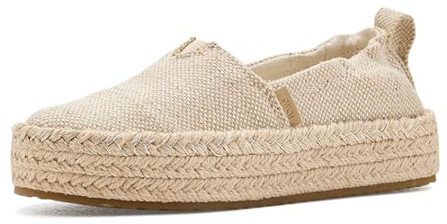 TOMS Valencia Plattform, Champagne Glimmer Slub Canvas, 37 EU