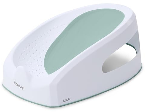 Ingenuity Easy Rinse Baby Bather, Non-Slip Newborn Bath Support for Babies 0-6 Months, Green