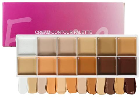 Palette Contouring | Palette Contour Crema 12 Colori | Corrector Trucco per Donne Pelli Mature Sottocchi Viaggio Matrimonio Feste Cerimonie Sera Appuntamenti