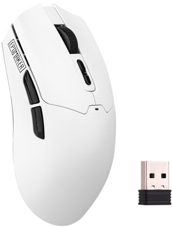 EPOMAKER Click Lite Wireless Gaming Mouse, 800 to 12,000 DPI Adjustable, PAW3311 Sensor, 500mAh, 59g, 2.4G/Bluetooth/USB-C Rechargeable Wireless Mouse with 5 Programmable Buttons for PC/Mac (White)
