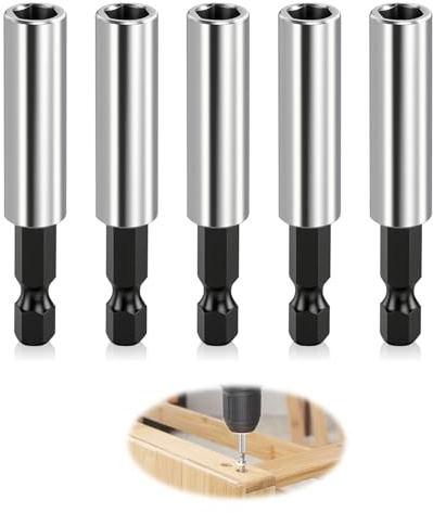 Bithalter 5 Stück Bithalter Magnetisch Schnellwechsel Bit Verlängerung 1/4 Bit Halterung Magnetisch Bits für Elektrische Bohrmaschine Schlagschrauber Schraubendreher (60mm)