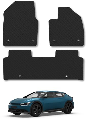 Fits Kia EV6 (2021+) 5mm Rubber Car Mats | Heavy Duty Rubber Tailored Fit Floor Mats Full Coverage Durable Waterproof Accessories Easy Clean Anti Slip Made in the UK