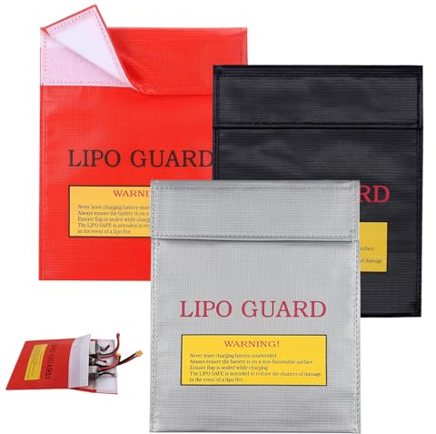 Feuerfeste Tasche 3 Stück, Wasserdicht, für Akku & Dokumente | Explosionsgeschützt, sicherer Schutz für Batterien, Pässe, Schmuck und Bargeld, kompakte Größe, ideal für Reise und Zuhause