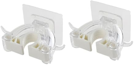 DOITOOL 2 Pcs Wall Mounted Mop Holder Seamless Broom Hanger Clip Heavy Duty Plastic Organizer for Kitchen Bathroom Umbrella Storage White