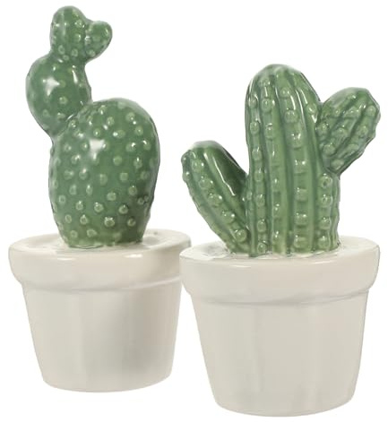 ROMISBABA Soprammobili Moderni 2pezzi Cactus Finto in Porcellana Decorazione da Tavolo Dettagli Vividi e Colori Belli, per Decorazioni Natalizie e Arredamento Casa