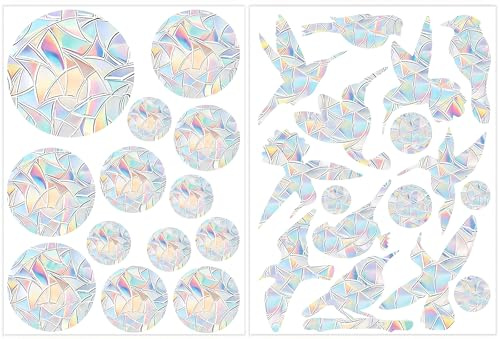 Fangshu 29 Stück Prisma Fensteraufkleber Suncatcher Sticker, Anti Kollisions Fensteraufkleber PVC Regenbogen Vogelschutz Fenster Sticker Runden Sonnenfänger Fenster Elektrostatische