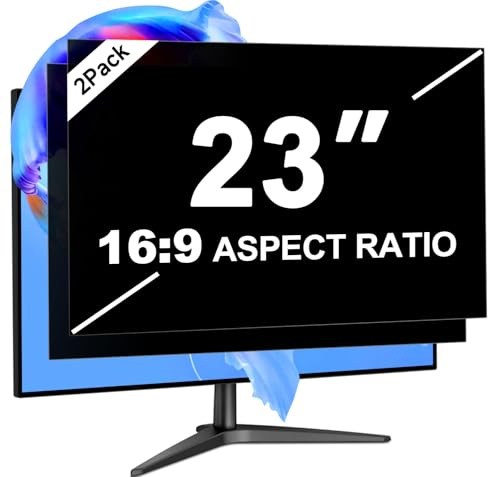 LUSA DESIGN [2-Pack 23 Inch Computer Privacy Screen for 16:9 Aspect Ratio | Widescreen Monitor, Eye Protection Anti Glare Blue Light Monitor Privacy Filter, Removable Anti-Scratch 23in Protector Film