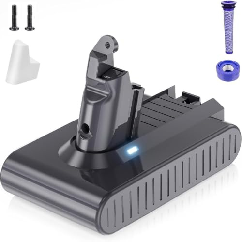 Replacement Battery for Dyson V6, 8.0Ah battery Compatible with dyson | V6 Animal/Absolute, SV03, SV04, SV05, SV06, SV07, SV09, DC58, DC59, DC61, DC62, DC72, DC74; Includes 2 Filters