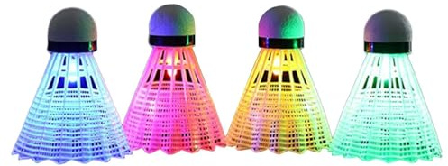 LED Federballs Set Federbälle Nylon Foam ABS 23x6.5cm 4pcs LED Licht Federballs Leucht Federball Federbälle Badminton Set Leds Badminton Bälle Für Indoor Und Outdoor Nachtspiele Sportsaktivitäten