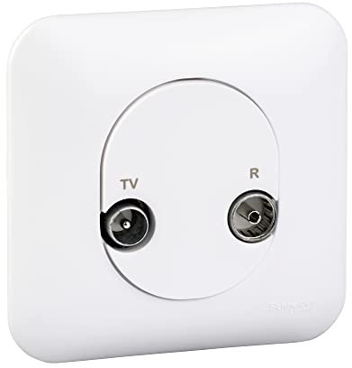 Schneider Electric - Ovalis - Prise TV/FM - 1 entrée - fixation par vis avec plaque Blanc - S260451