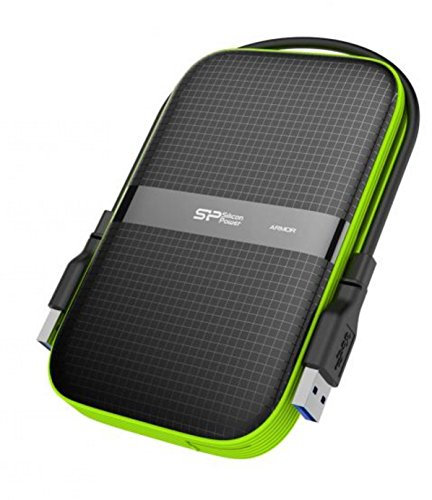 Silicon Power 5TB Armor A60 Shockproof Portable Hard Drive - USB3.0 - Black/Green Edition