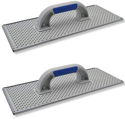 2er Set DEWEPRO® WDVS + Porenbeton Schleifbrett - Raspelbrett mit verzinktem Stahlblech-Raspelbelag - 380x160mm - Egalisierungsbrett - Handschleifer - WDVS-Schleifer