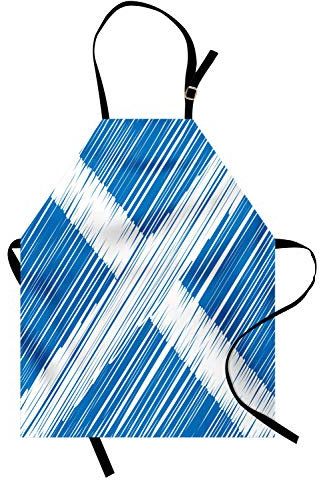 ABAKUHAUS Schottland Kochschürze, Nationale Schottische Flagge der Saltire Europäer mit St. Andrews Cross Grunge, Farbfest Höhenverstellbar Waschbar Klarer Digitaldruck, Kobaltblau Weiß